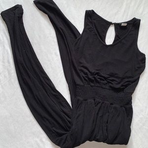 black sinched waist jumpsuit